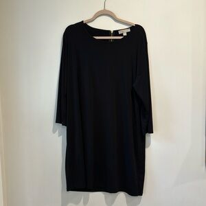 Michael Kors black 3/4 sleeve stretch dress with zipper back